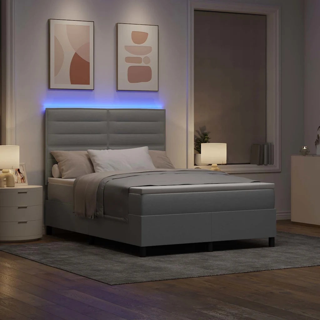 Letto a molle con materasso Grigio chiaro 160 x 200 cm Tessuto
