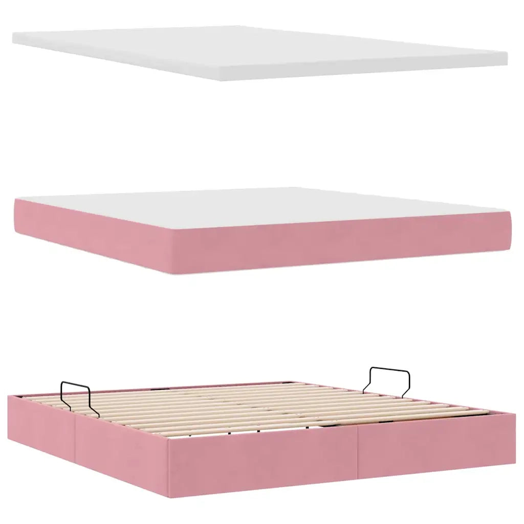 Letto con Contenitore con materasso Rosa 180 x 200 cm Velluto 3370838
