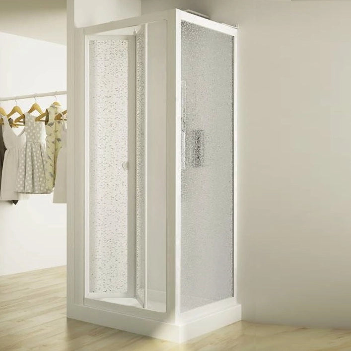Box doccia a libro soffietto pvc bianco acrilico h.185cm Doplas Duo Porta 85+Fisso 90cm
