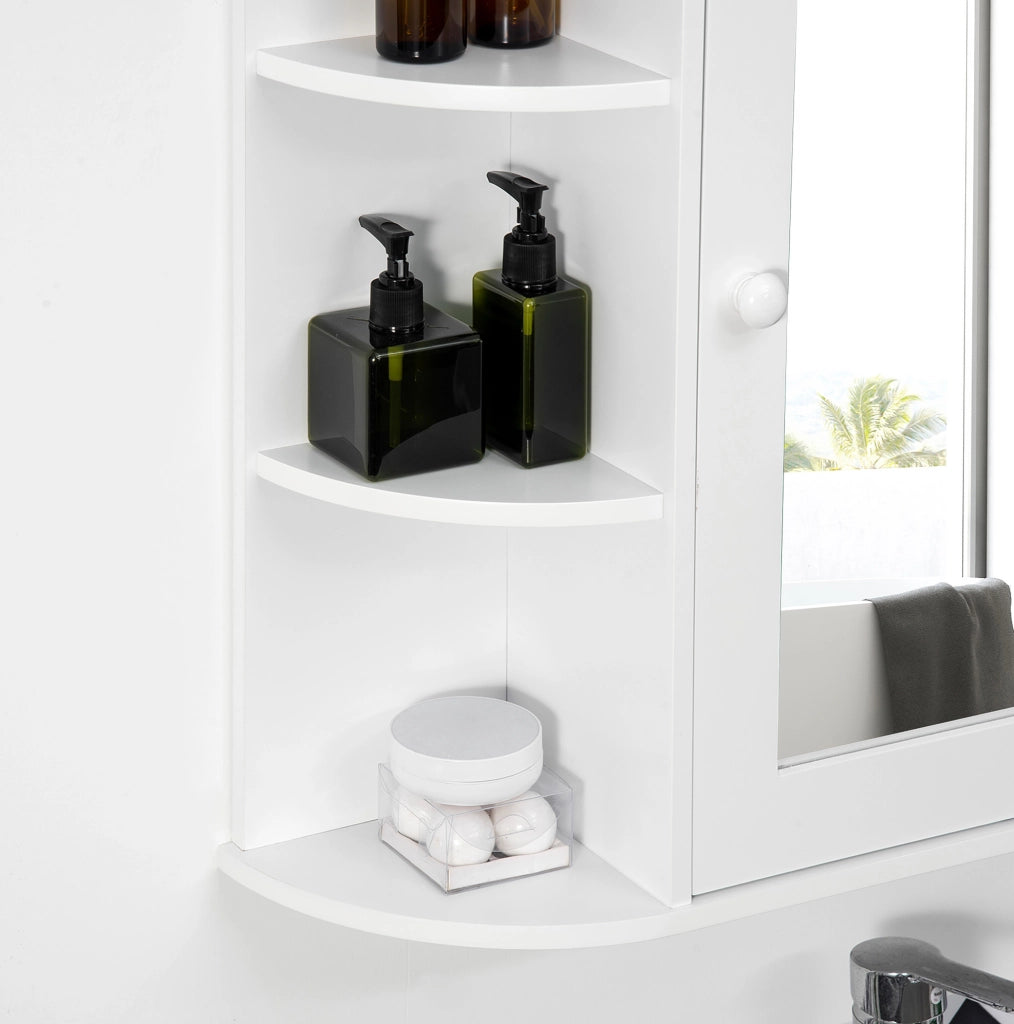 Armadio bagno sospeso 66x17x63 cm in MDF bianco, 8 scomparti