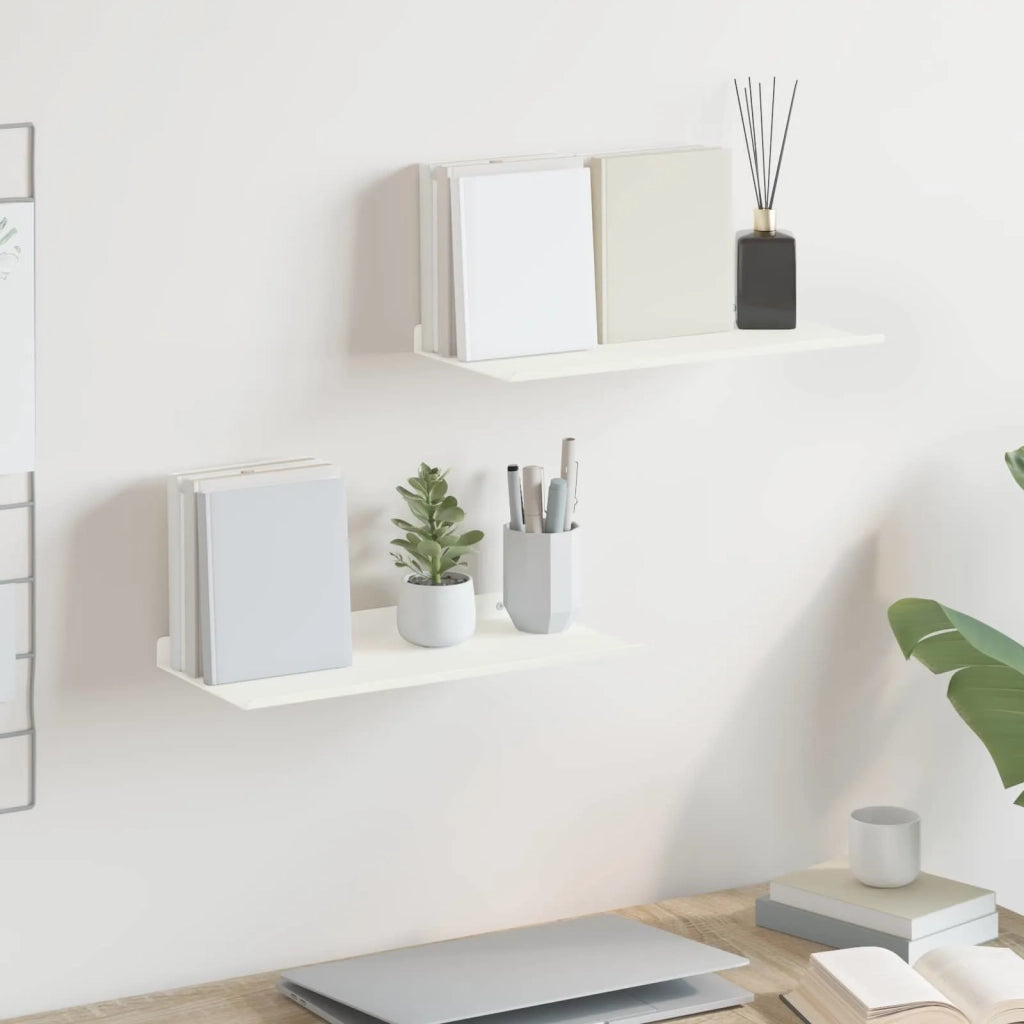 Mensola sospesa 2 pcs Bianco 40 x 18 x 2,5 cm Acciaio 8004018