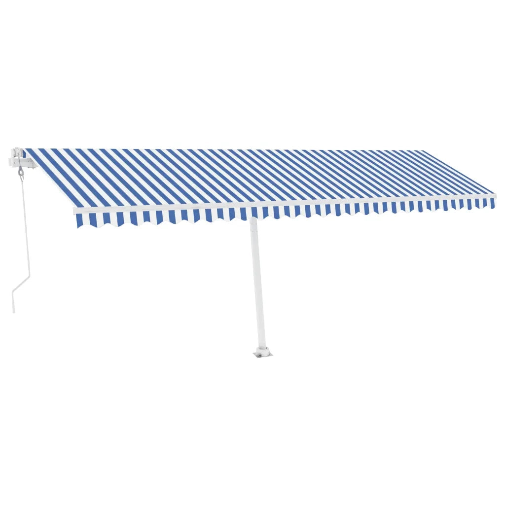 Tenda Automatica con Sensore Vento e LED 600x300 cm Blu Bianca 3069611