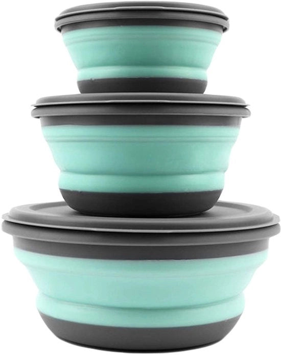 Set di 3 Silicone Opvoluti per Campeggio - Ideale per Esterni - Leggero e Maneggevole - Perfetto per Campeggiare - Adatto per Abitazioni Esterne