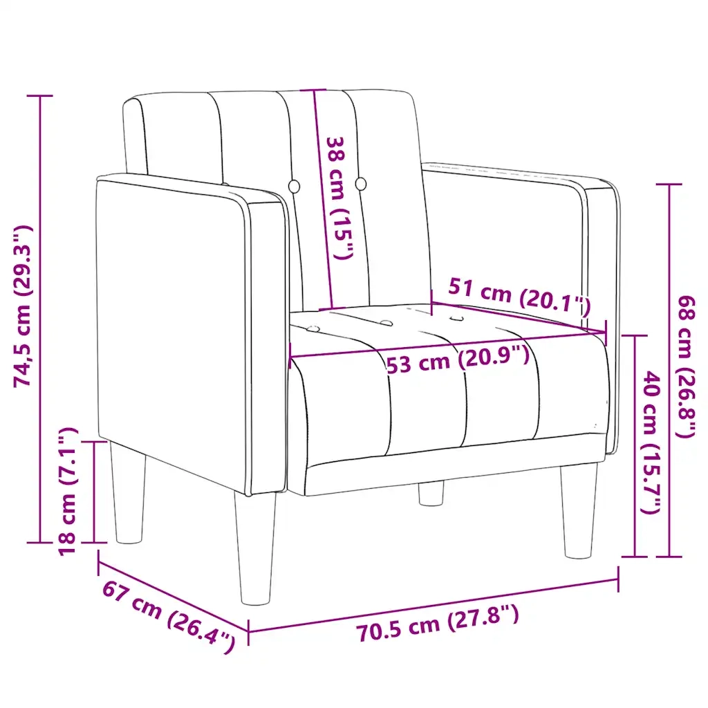 Divano Sedia con Braccioli Blu 53 cm in Velluto 4100552