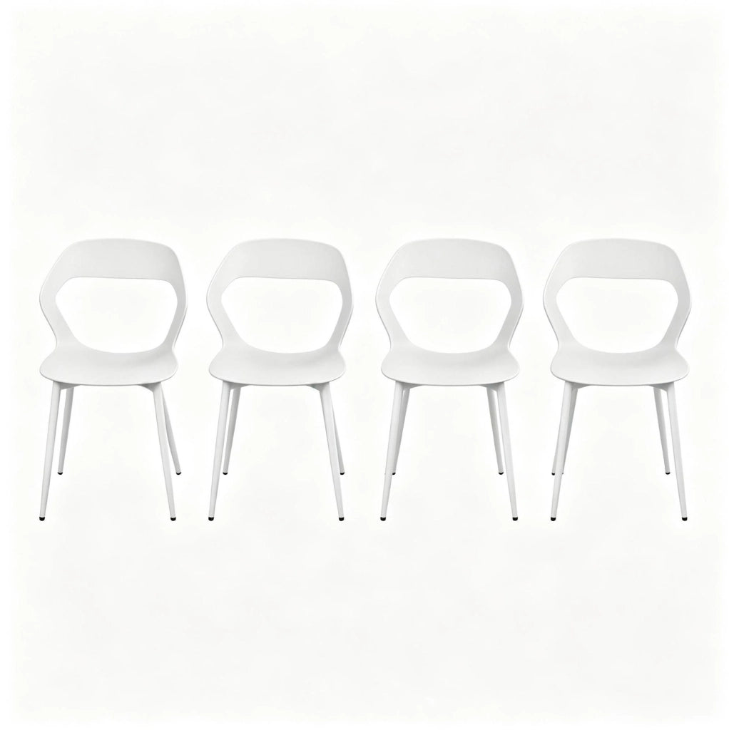 SEDIE da pranzo ergonomiche 51x44x83 cm PP bianco e metallo Set da 4 pezzi