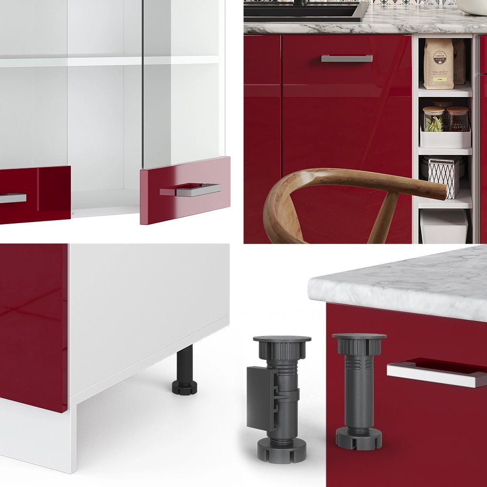 Vicco Cucina completa Rosso lucido/bianco 160 cm senza piano di lavoro