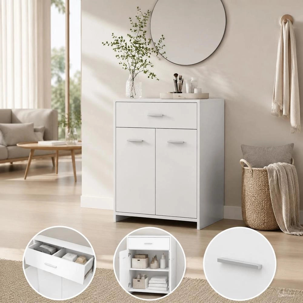 Bathroom Cabinet, White, 60x33x80 Cm, Wood-based Material