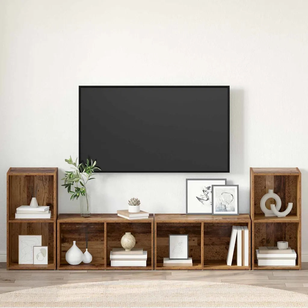 Set mobile TV 4 pcs Legno vecchio 37 x 37 x 72 cm 3393528