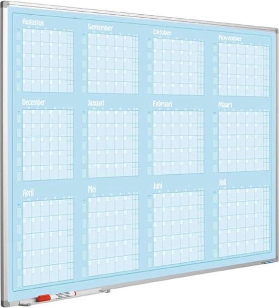 Calendario annuale blu, profilo Softline, Ago-Lug