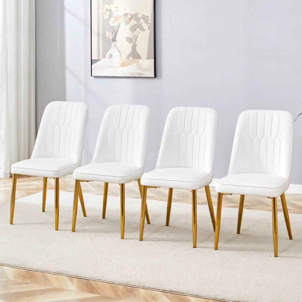Set di 2 sedie in ecopelle sedie da pranzo bianche con gambe in metallo
