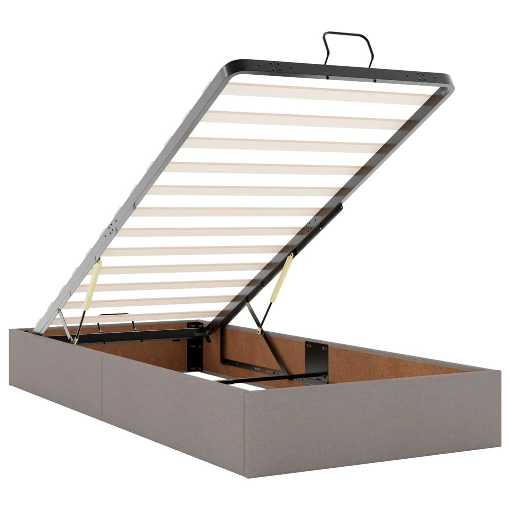 Letto Ottomano con Materasso e LED Tortora 160 x 200 cm Tessuto 3457249