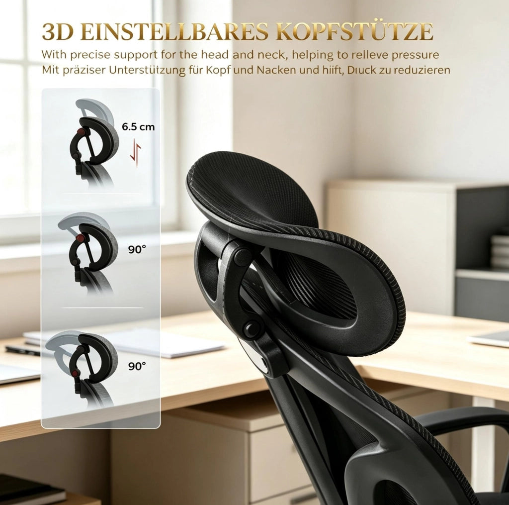 SEDIA DA UFFICIO Ergonomica con Poggiapiedi Estraibile Nera