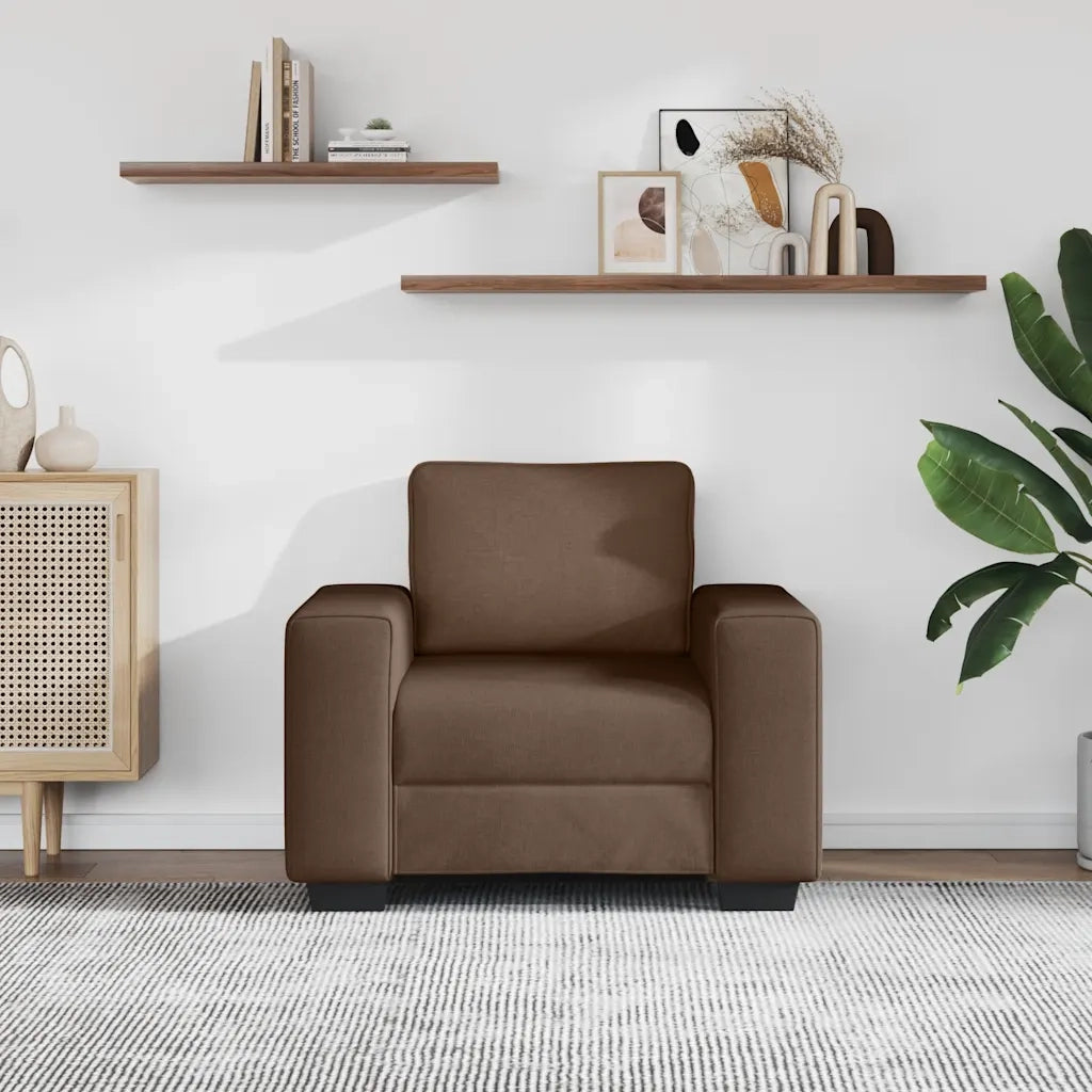 Poltrona | Sedia Relax Marrone 100x77x82 cm in Tessuto