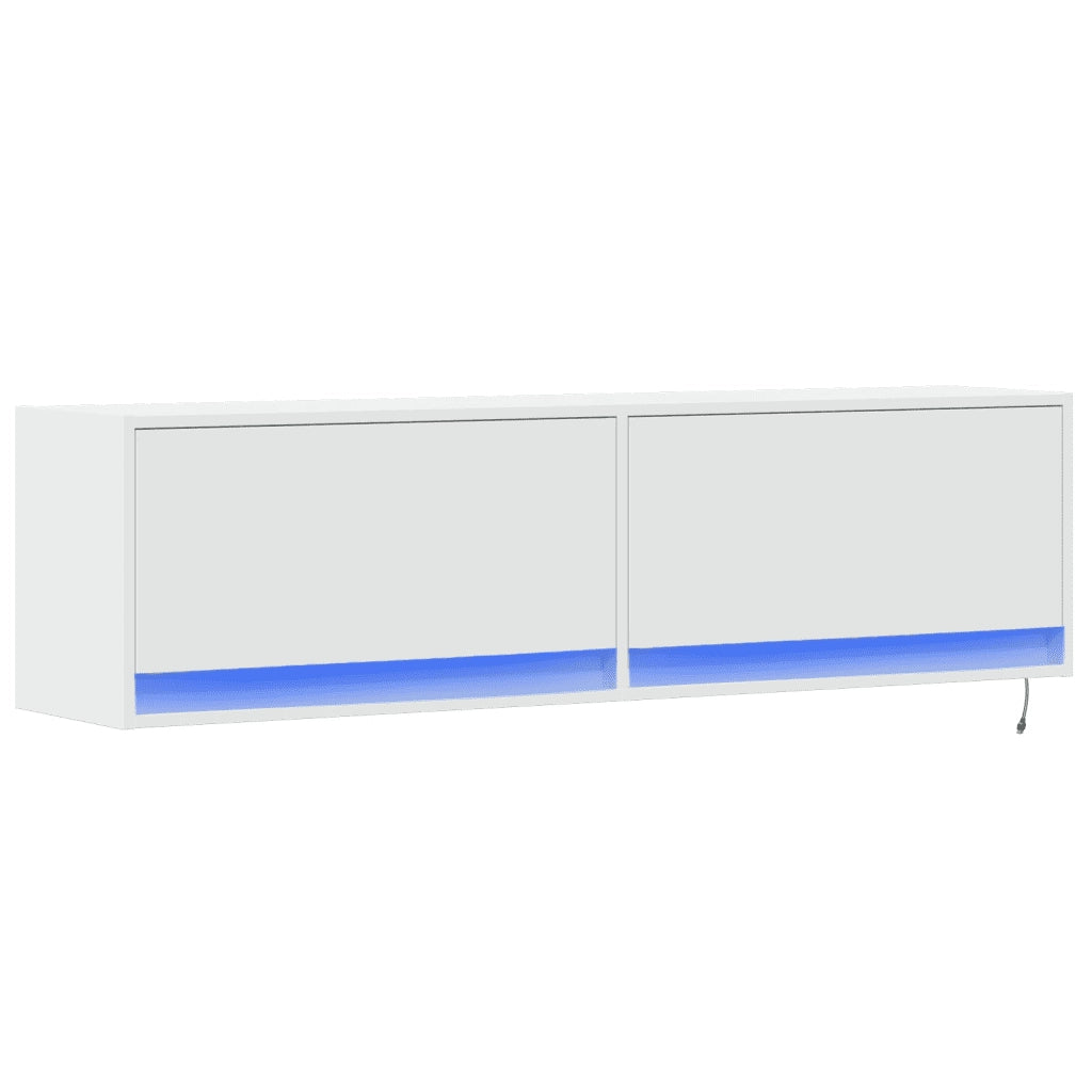 Mobile TV a Parete | Armadietto TV | Mobile Porta TV con Luci LED Bianco 140x31x38 cm