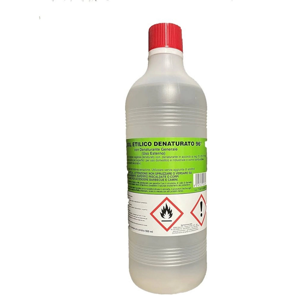 Alcool Etilico Denaturato 96° Bianco 1 Litro per Pulizia Domestica e Professionale
