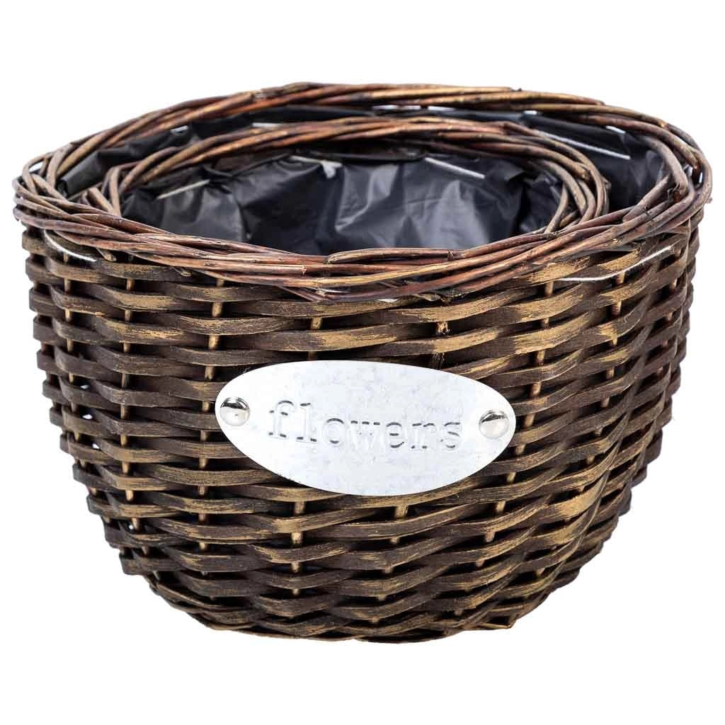 Set di 2 cestini in vimini marrone