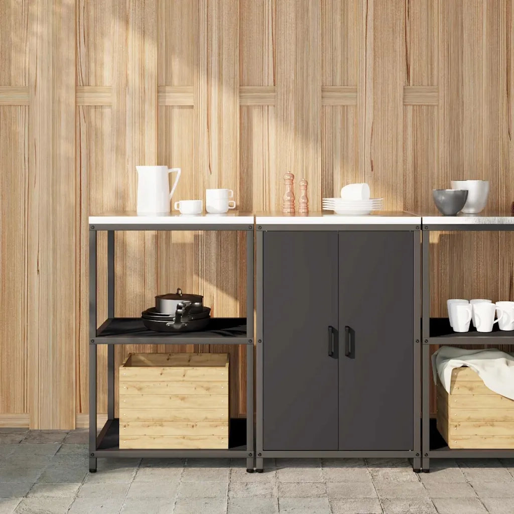 Set di Stoccaggio per Cucina con lo scaffale 2 pz-Armadietto Cucina-Armadietto Cucina Nero 122614