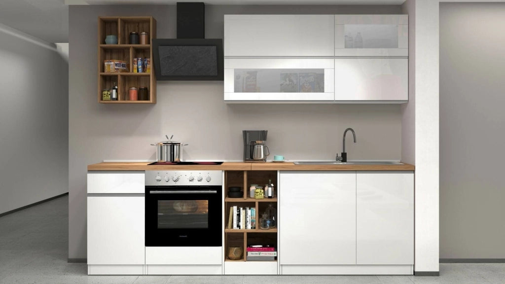 Cucinino Fonti, Cucina un Cassetto, Elettrodomestici non inclusi, Made in Italy, Bianco Lucido