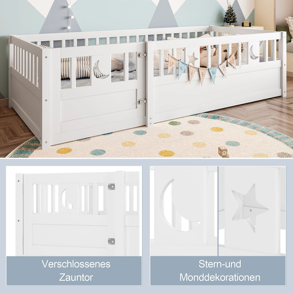 LETTO per bambini con sponde 90x190 cm in pino bianco