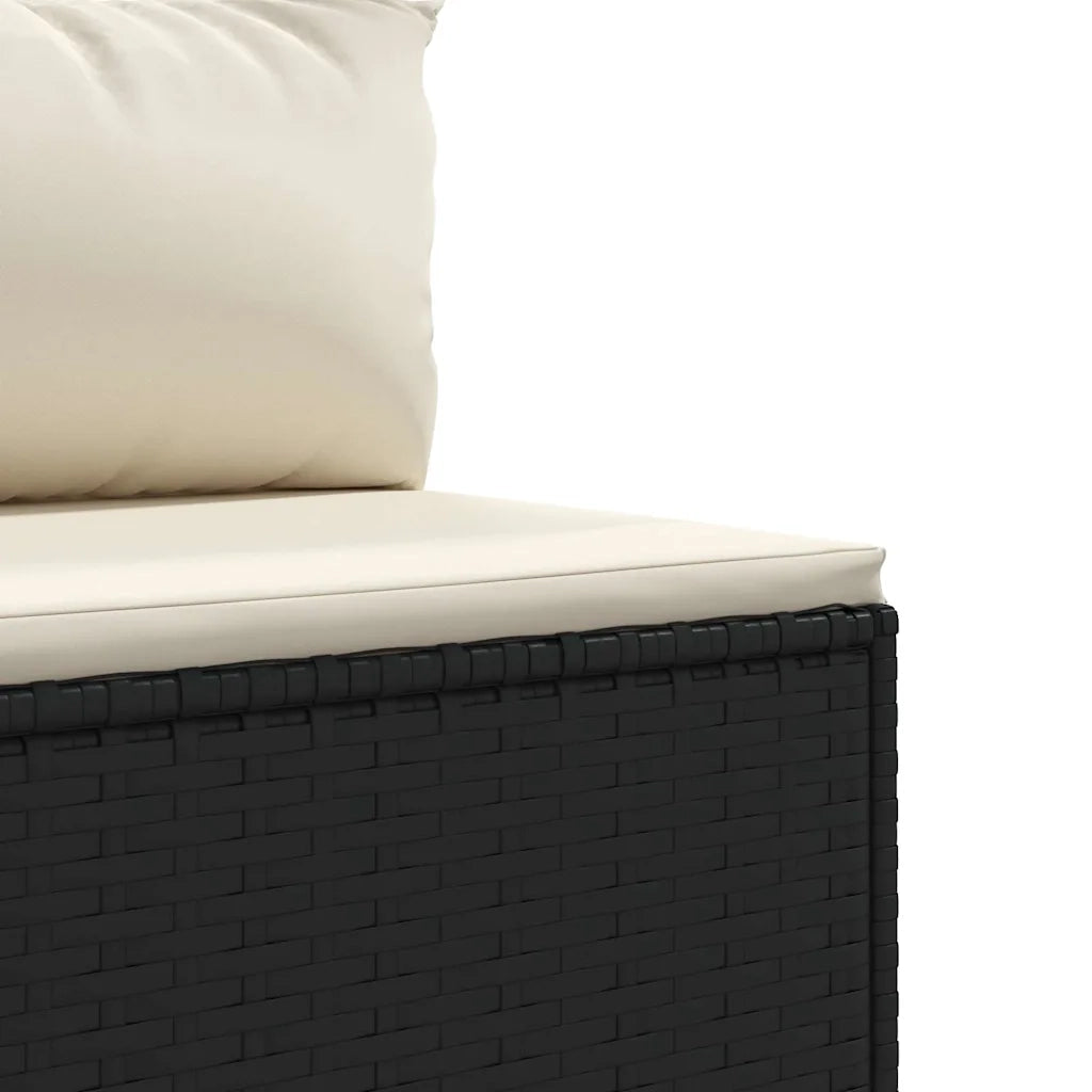 Set Salotto da Giardino con Cuscini 7pz Nero Polyrattan