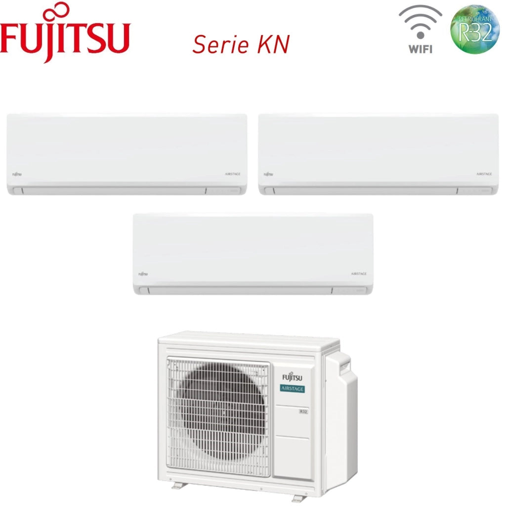 Condizionatore Fujitsu Trial Split Inverter KN AIRSTAGE 7+9+9 con AOEG18KBCA3 R-32 Wi-Fi Integrato