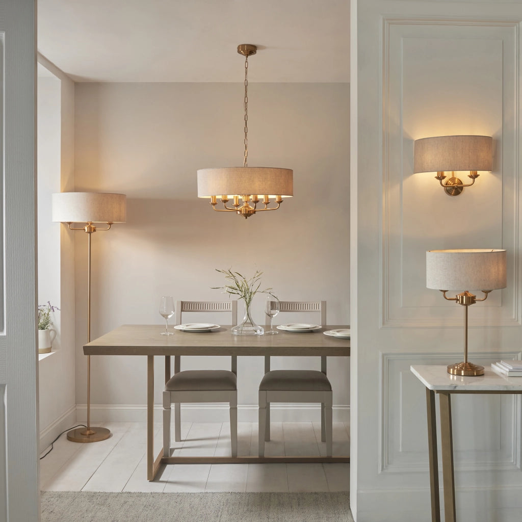 Lampada da tavolo Highclere 3 luci ottone vintage E14