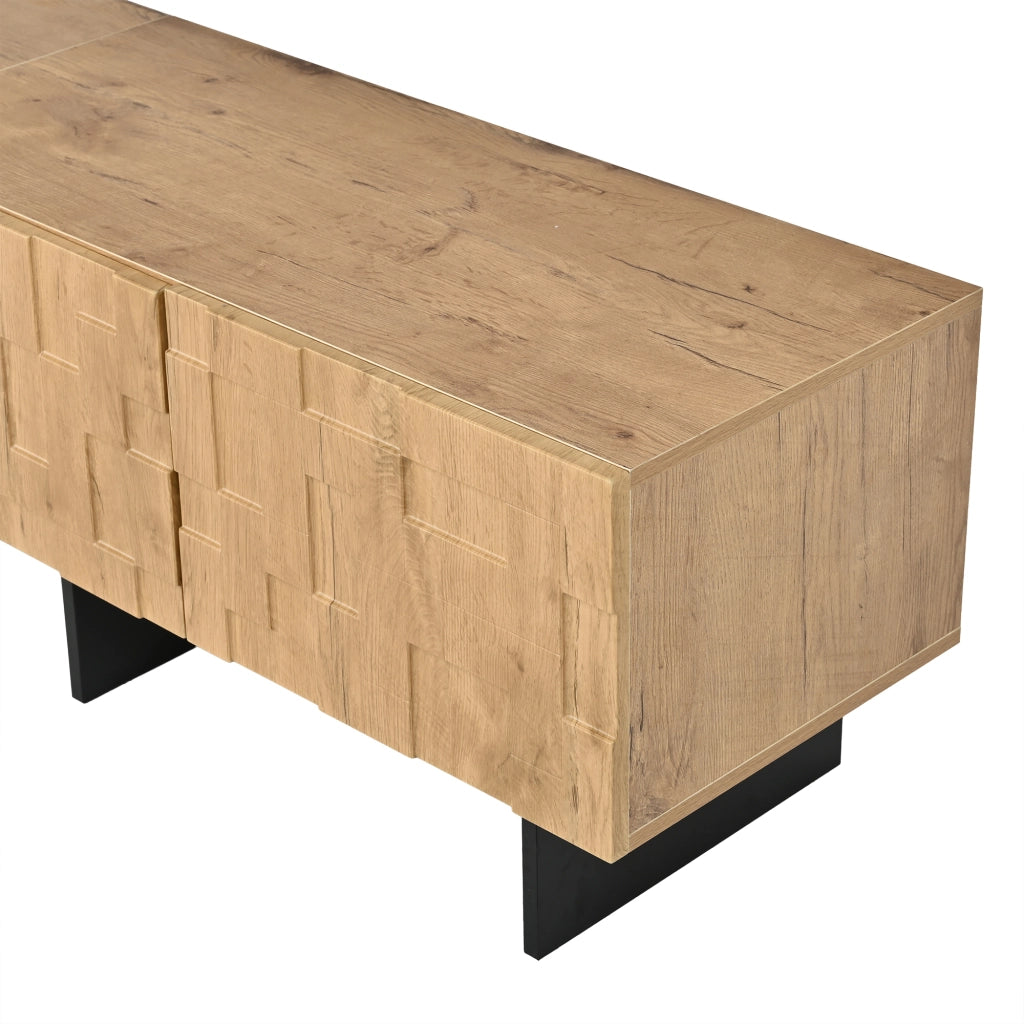 Mobile TV 4 ante push to open in MDF e truciolare effetto legno naturale per TV fino a 75 pollici 180 × 38.5 × 45 cm