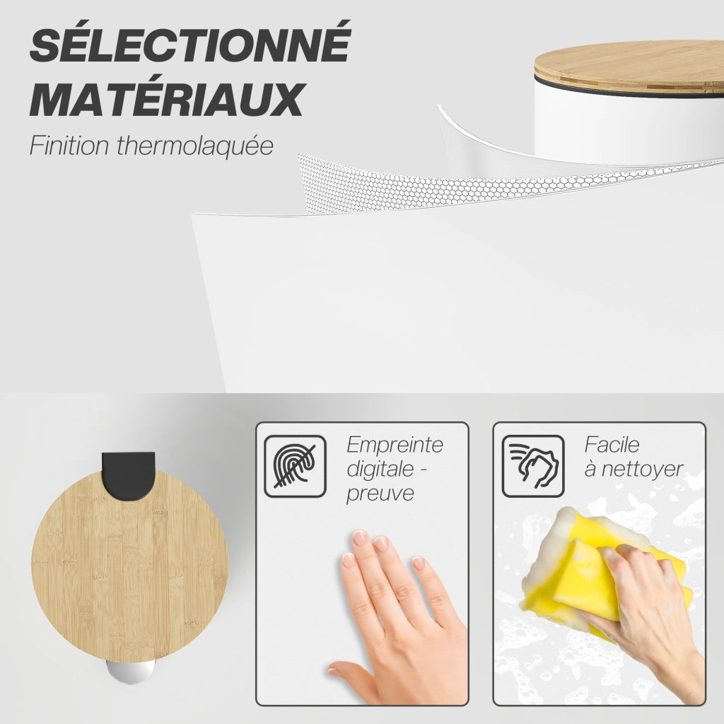 Pattumiera da cucina con pedale 30L ¨C Xylo ¨C Bianco 36x30x60,5cm con secchio interno