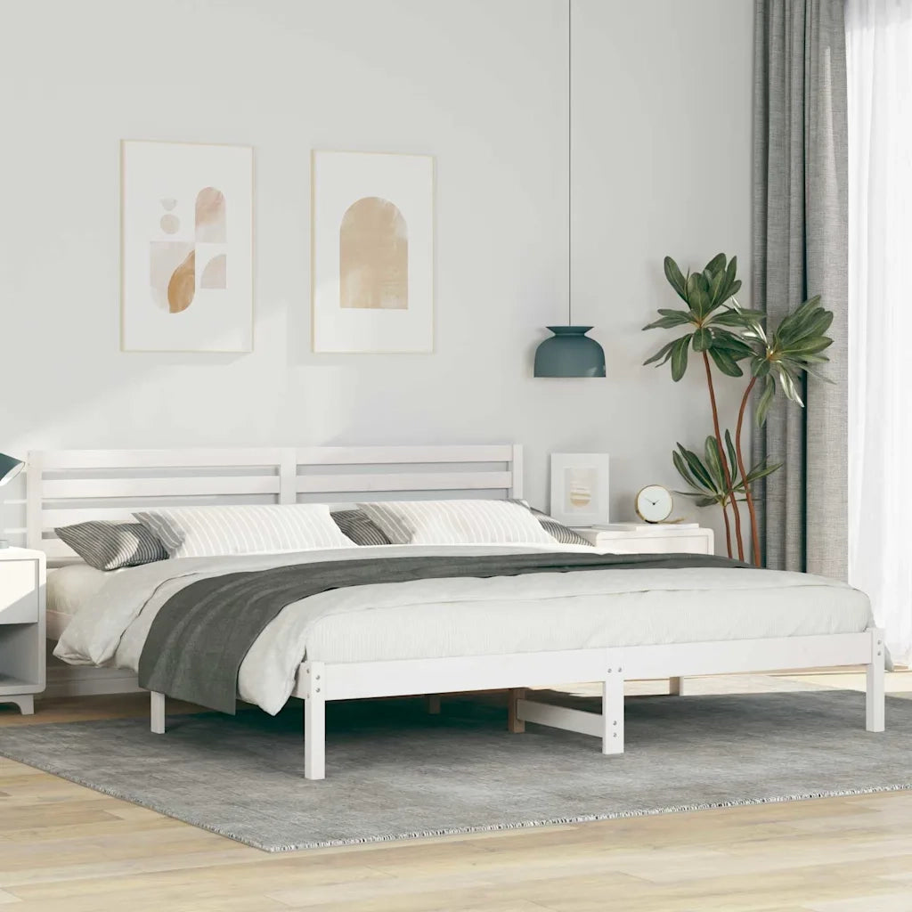 Struttura del letto-Giroletto-Rete del Letto Bianco 200 x 200 cm Pino massello 721590