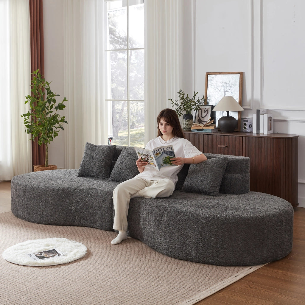 Divano Modulare 310cm ¨C Xylo ¨C Tessuto Teddyfleece, Sfoderabile, Memory Foam