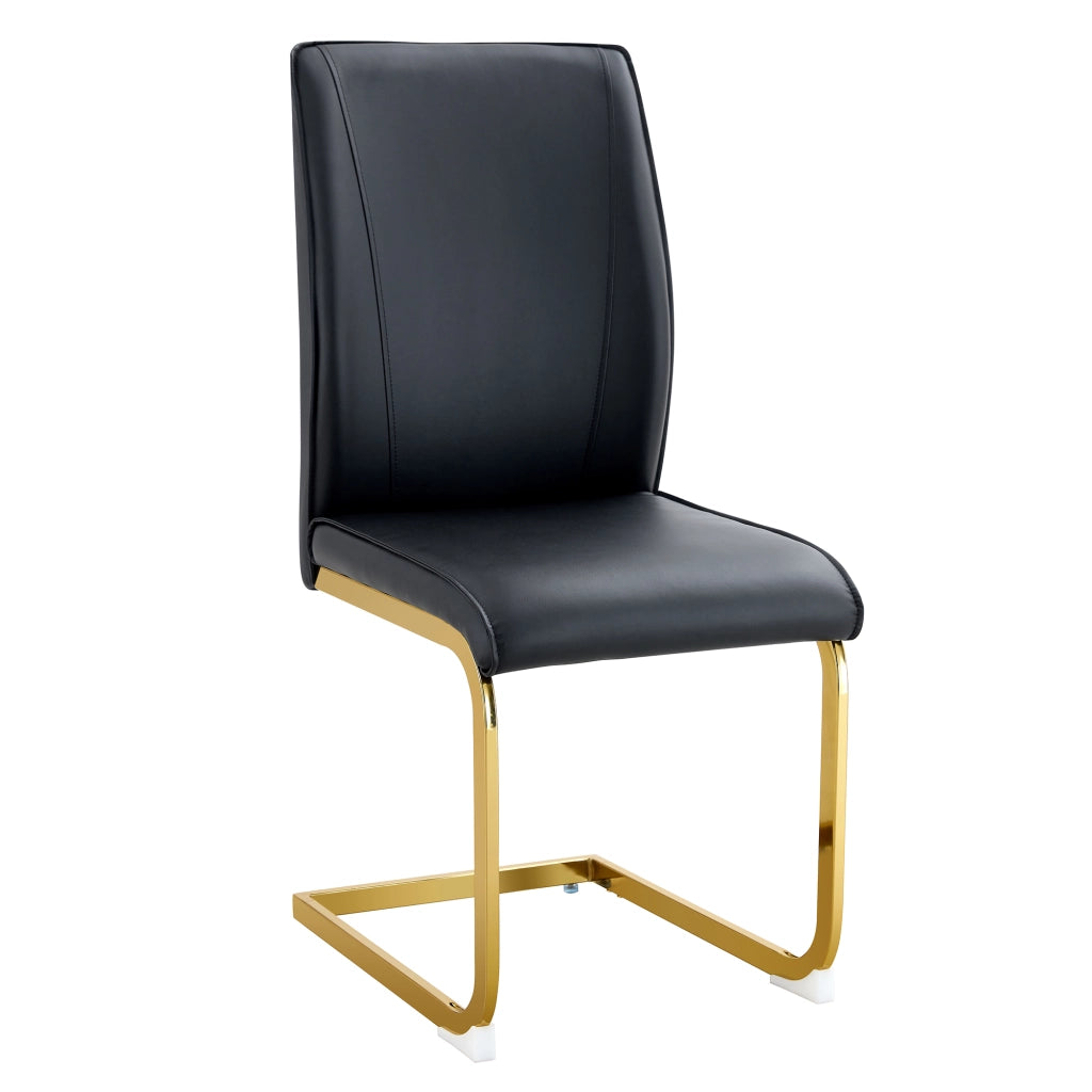 Set di 2 sedie da pranzo in ecopelle bianca con gambe in metallo nero e schienale da 50 cm