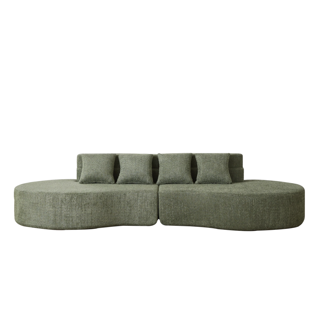 Divano modulare in schiuma 310 cm, 2 pezzi, rivestimento in tessuto Teddyfleece rimovibile e lavabile, design moderno minimalista