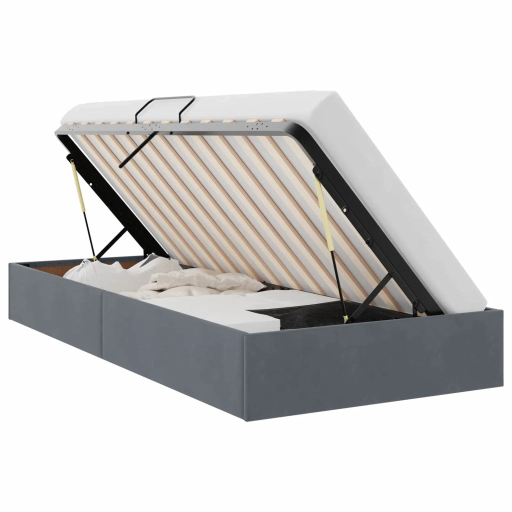 Letto ottomano Grigio Scuro 90 x 190 cm Velluto 3442851