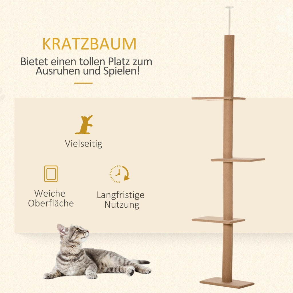 Albero tiragraffi per gatti con piattaforme ¨C zephmum ¨C 228-260 cm marrone chiaro