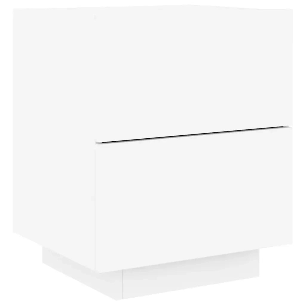 Comodino | Armadio da Notte | Mobiletto da notte con Luci LED Bianco in Legno Multistrato