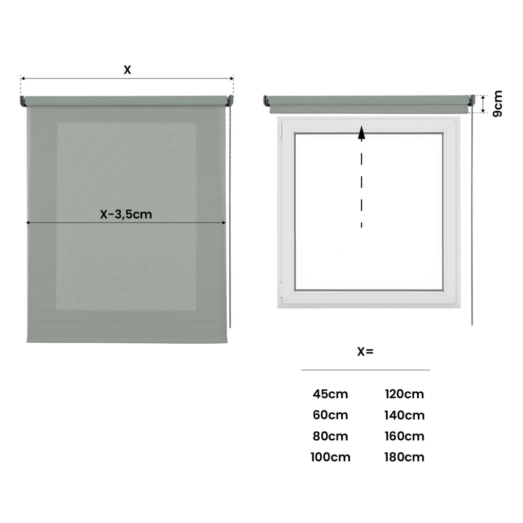 Tenda a Rullo Filtrante, Tenda Avvolgibile Traslucida Liscia Per Finestre e Porte Verde 100x250 cm