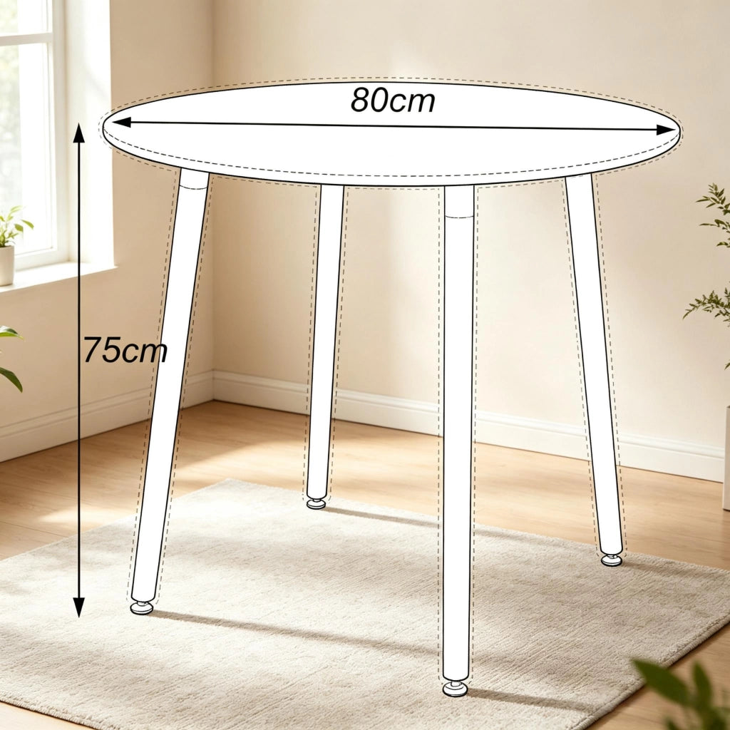 Set tavolo e sedie 5 pezzi con tavolo rotondo e 4 sedie in plastica legno e similpelle per cucina e sala da pranzo