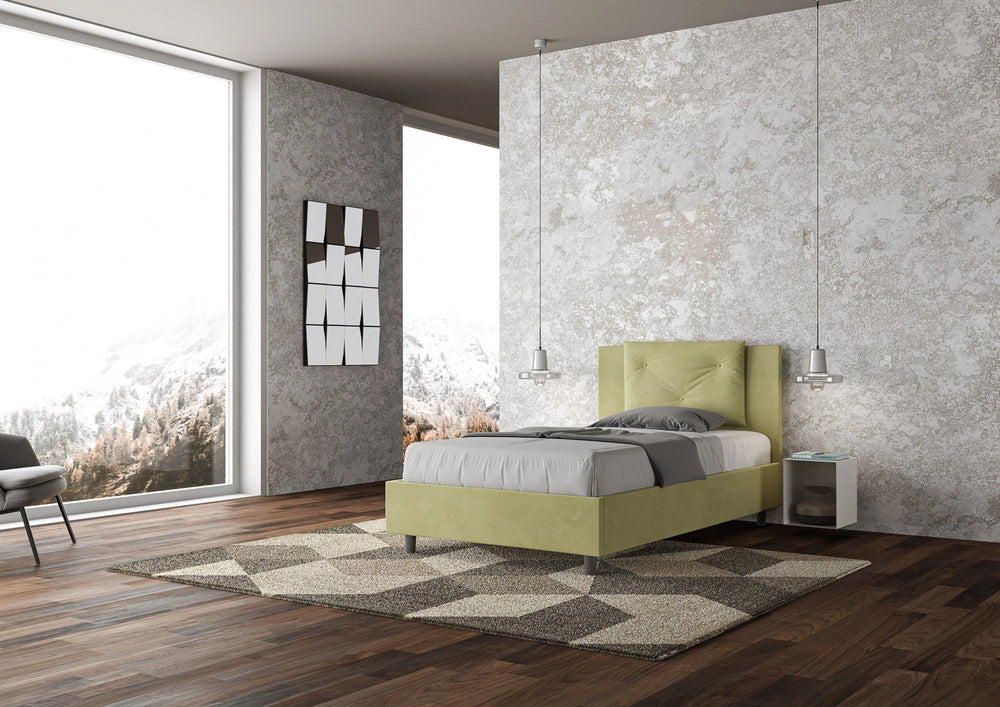 Letto Singolo 80x190 cm con Rete e Contenitore Appia Tè Verde