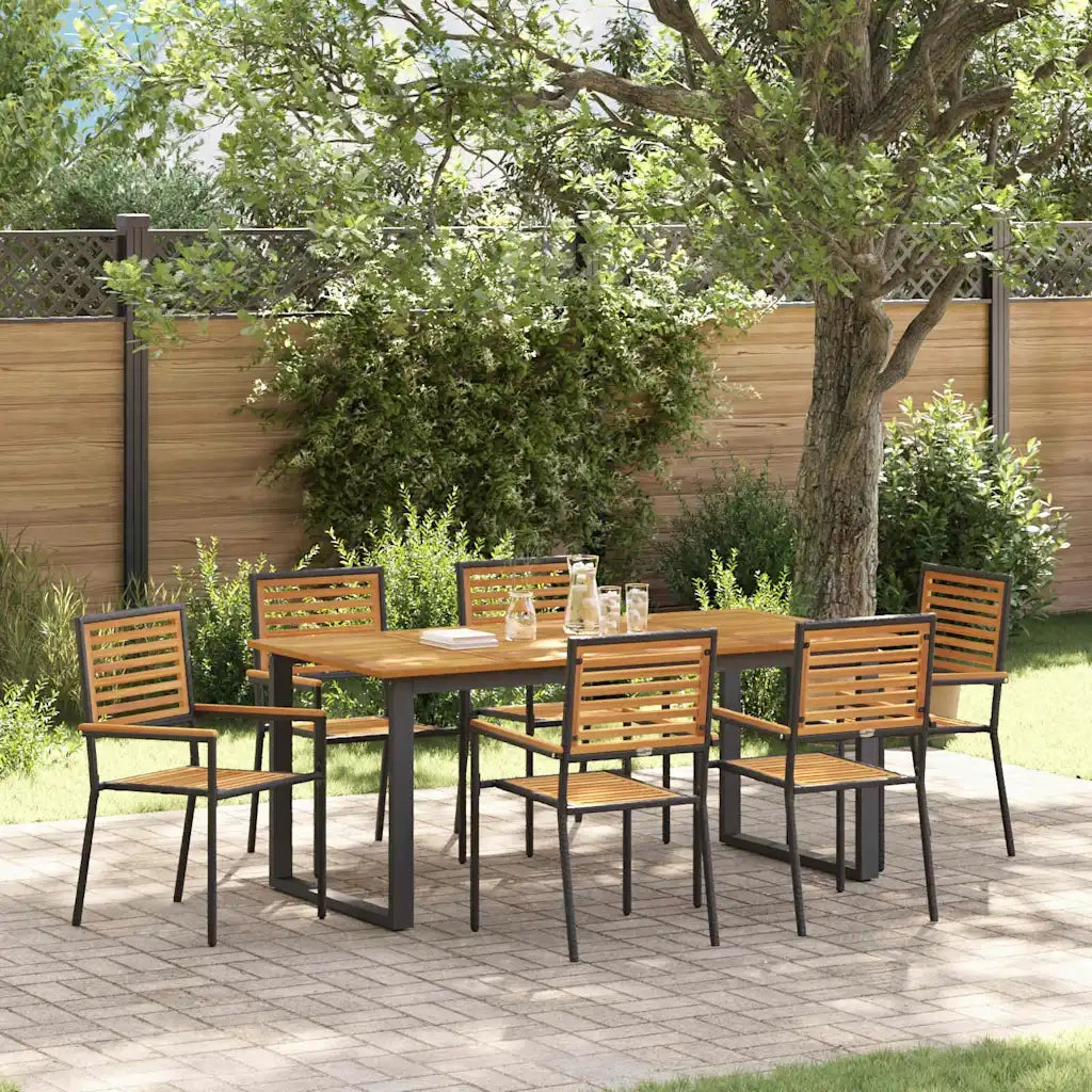 Set da Pranzo per Giardino 7 pcs Nero Legno di Acacia Massello 3365463