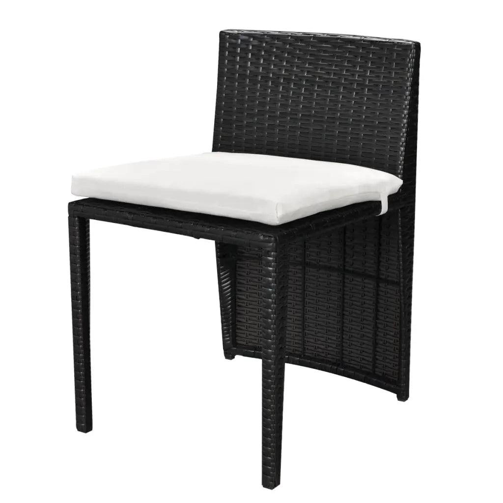 Set da Bistrot 3 pz | Set Salotto da Giardino con Cuscini in Polyrattan Nero