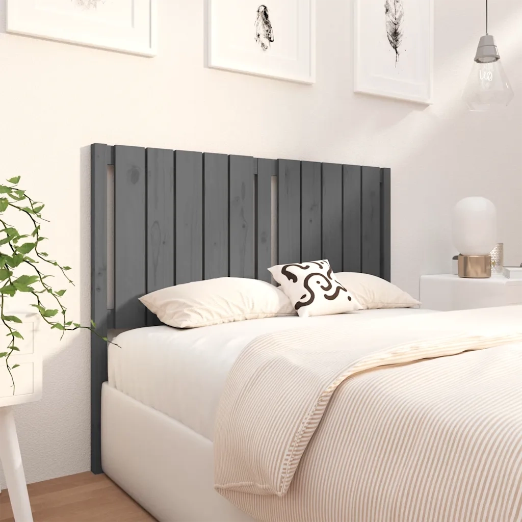 Testiera per Letto Grigia 125,5x4x100 cm Legno Massello di Pino 818862