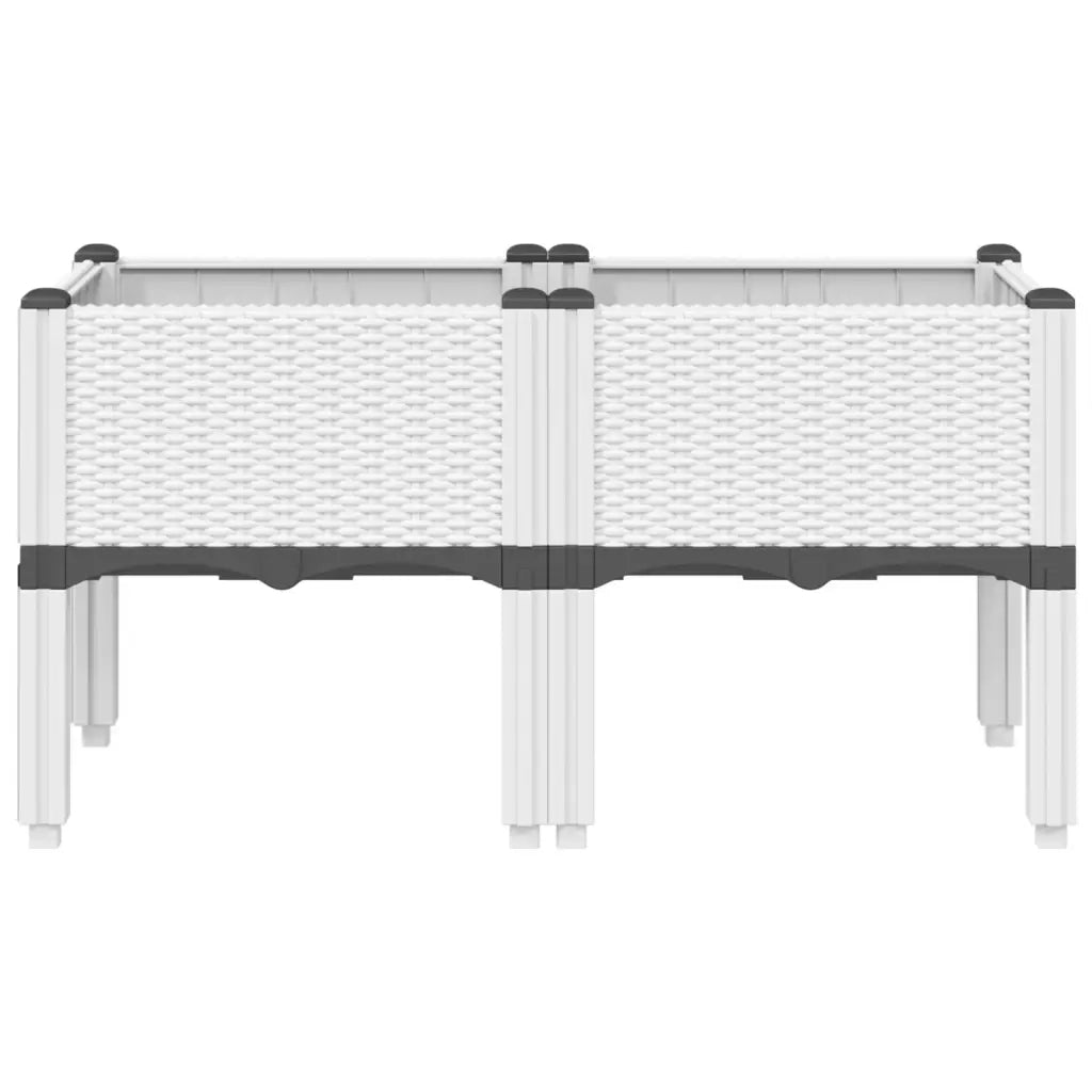 Fioriera | Cassetta per fiori | Vaso da Giardino con Gambe Bianco 80x40x42 cm in PP