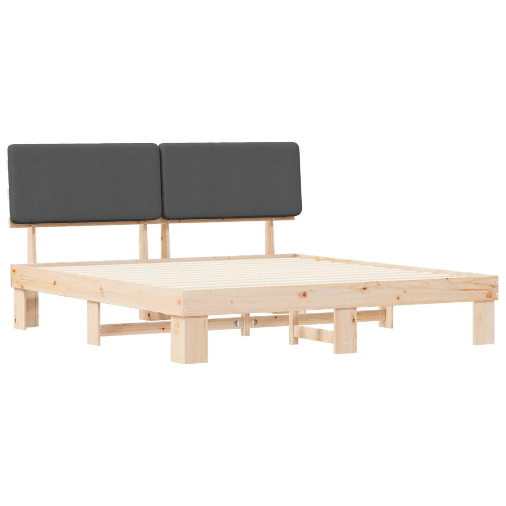 Letto con Testiera Rivestita Grigio scuro 180 x 200 cm