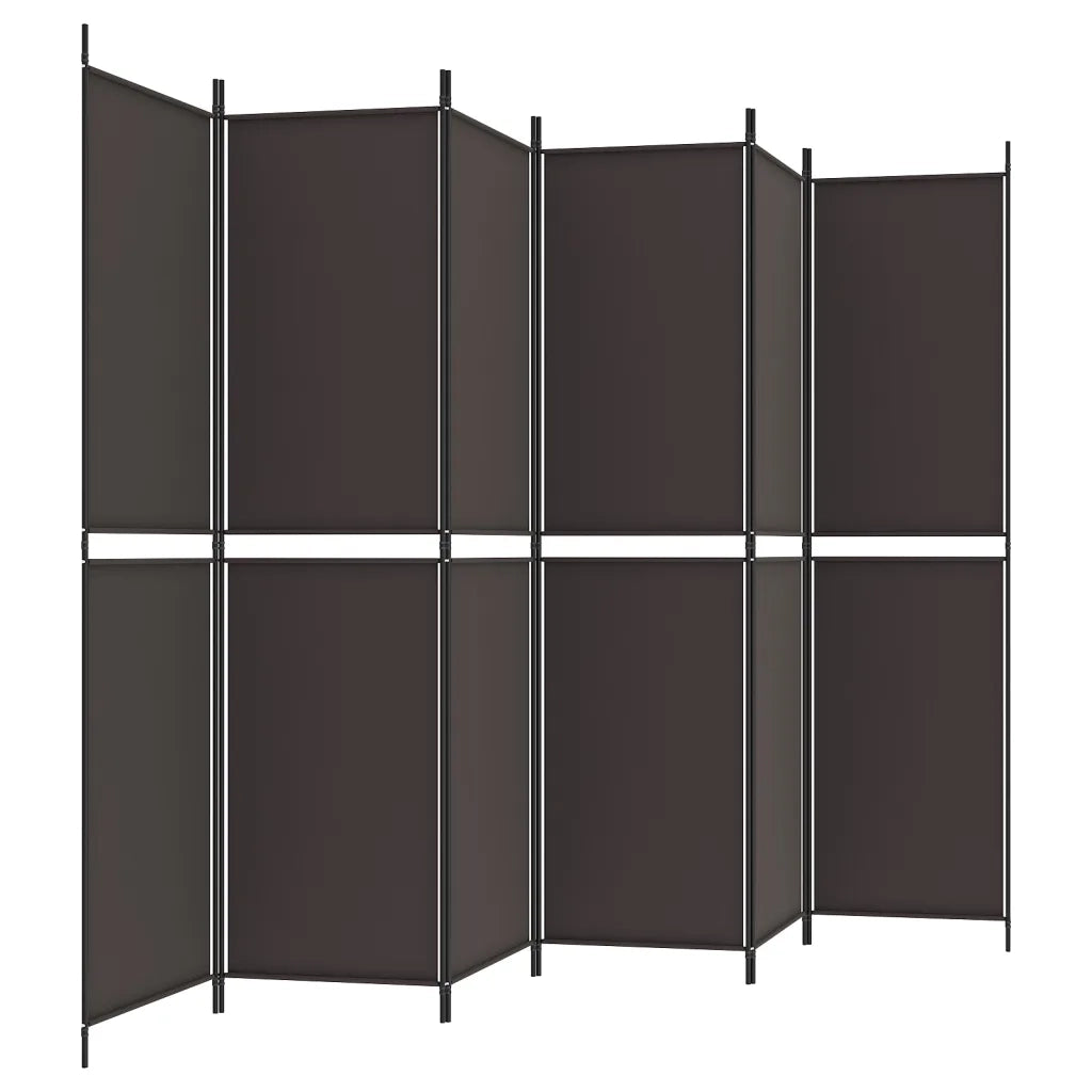 Divisorio Ambienti | Divider per stanze | Paravento a 6 Pannelli Marrone 300x200 cm in Tessuto