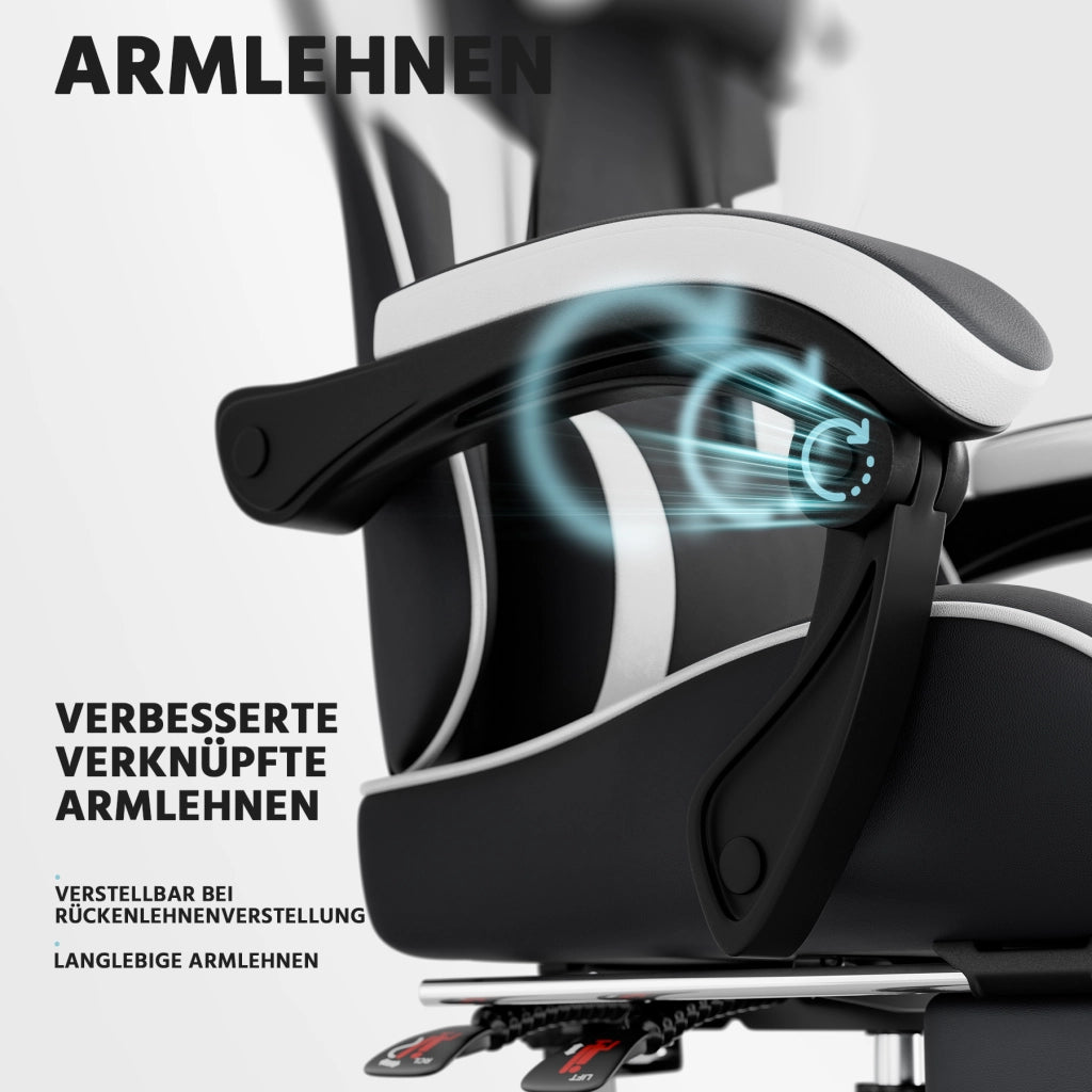 SEDIA GAMING Ergonomica in PVC Nero e Bianco
