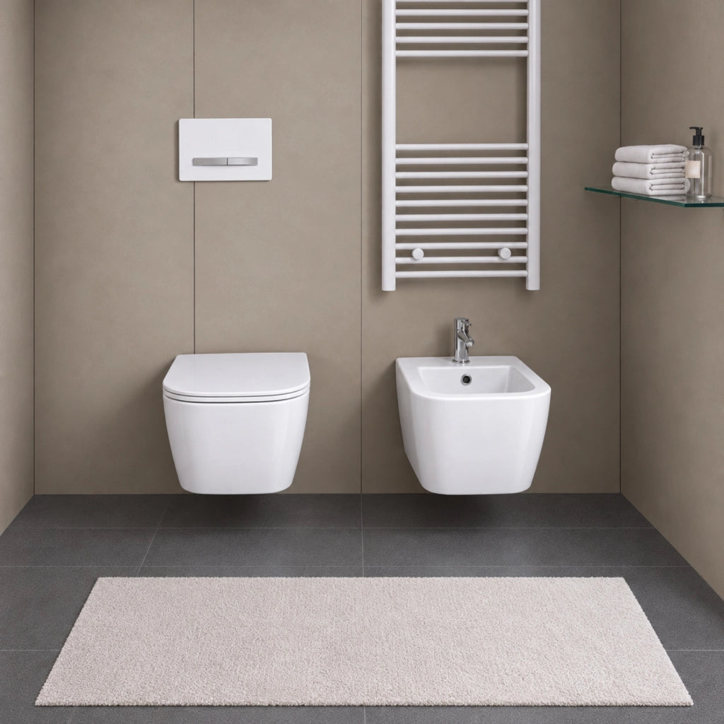 Coppia sanitari sospesi serie diana in ceramica bianca lucida *** accessori con sedile standard, confezione 1