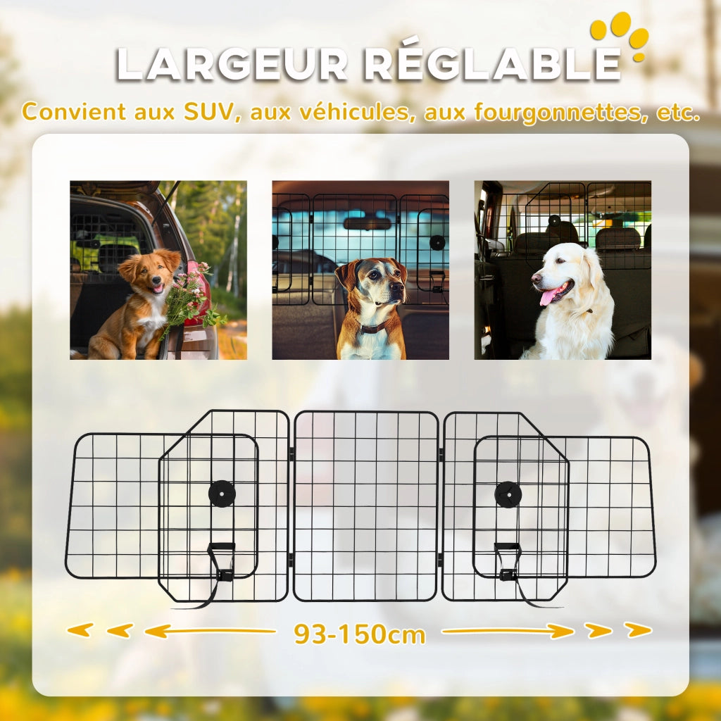 Barriera auto per cani ¨C Minimal ¨C Nero, regolabile 93-150 cm