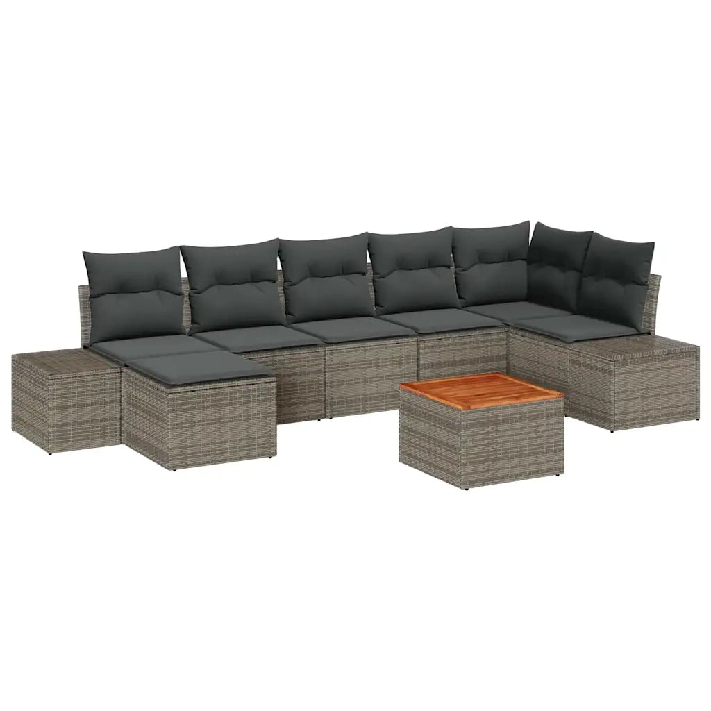 Set Divano da Giardino con cuscino 8 pcs Grigio polyrattan 3347986