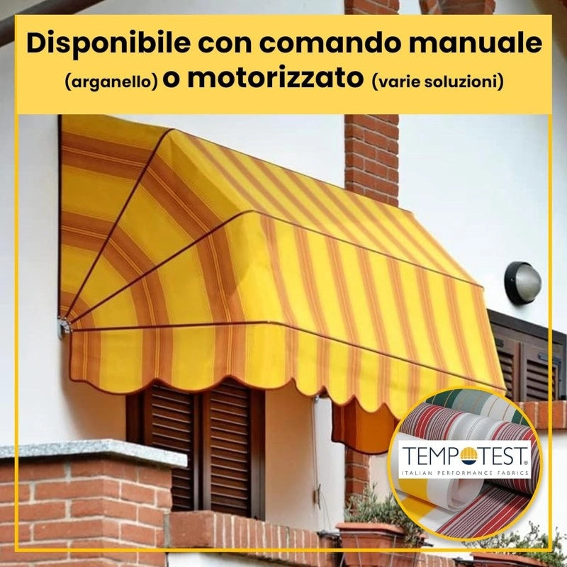 Tenda Sole Cappottina 5 Raggi, Tessuto Tempotest Parà Grigio 79, Larghezza 1,50 x Sporgenza 1, UV-Resistente, Impermeabile - Giardino, Balcone