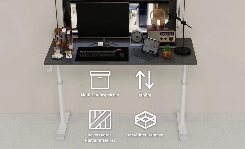 Scrivania Regolabile in Altezza per Studio e Ufficio, Design Compatto e Versatile